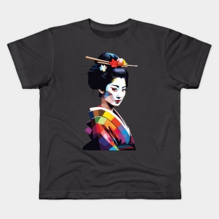 Japanese Geisha WPAP Pop Art Design Kids T-Shirt